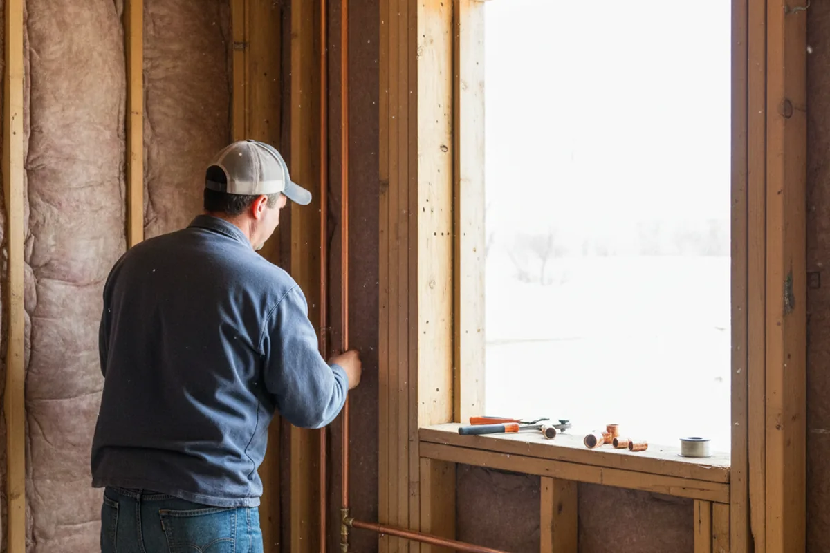 Licensed plumber running new copper supply lines in a Gray Summit home