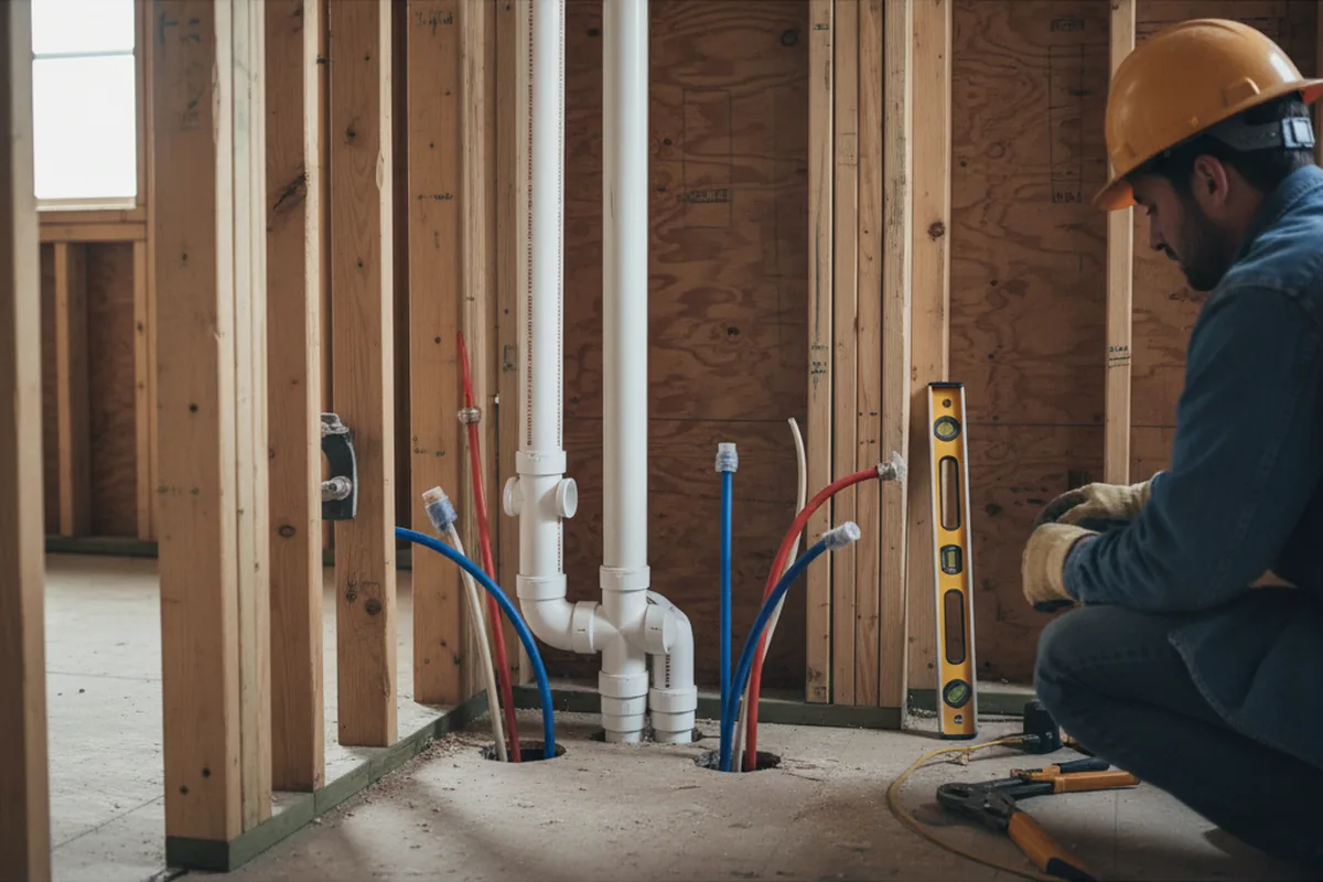 Drain and supply rough-in during Sump Pump Repair in Gray Summit